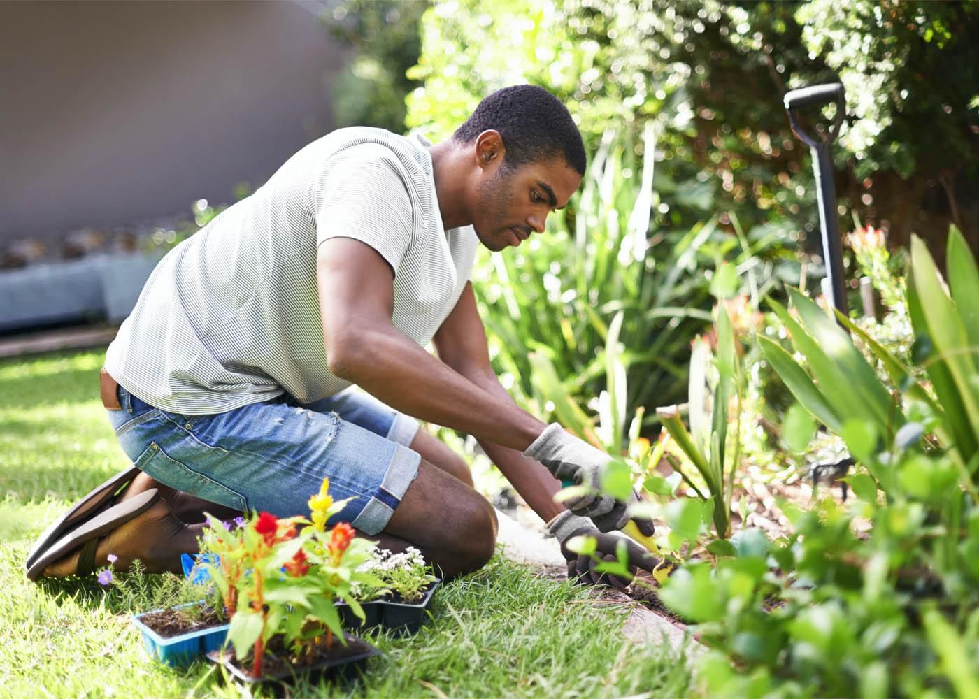 Man gardening for exercise